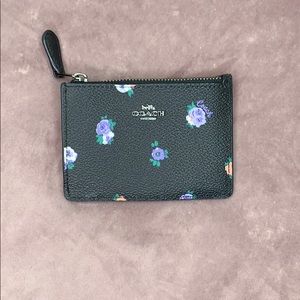Coach black floral card case